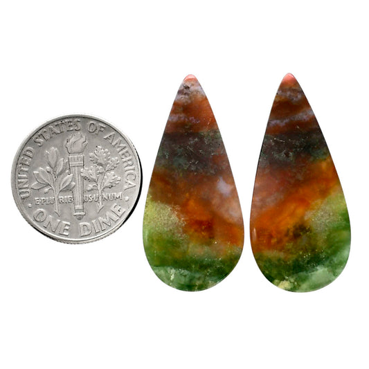 Texas Moss Agate Pair 14.8x29.6x4.5 mm Pear Shape Polished Gemstone LS31-04559