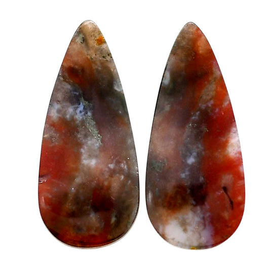 Texas Moss Agate Pair 12.5x28.2x4.5 mm Pear Shape Polished Gemstone LS31-04560
