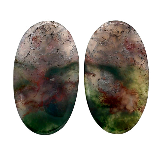 Texas Moss Agate Pair 14.5x25.2x4 mm Oval Shape Polished Gemstone LS31-04562