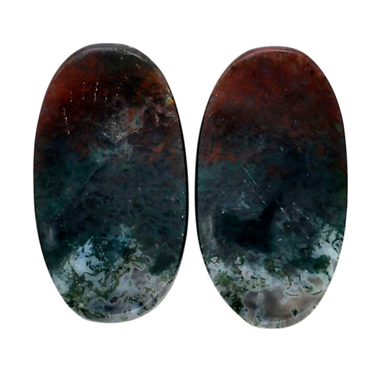Texas Moss Agate Pair 14.3x26x4.5 mm Oval Shape Polished Gemstone LS31-04563