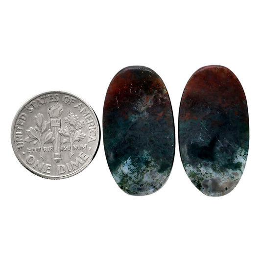 Texas Moss Agate Pair 14.3x26x4.5 mm Oval Shape Polished Gemstone LS31-04563