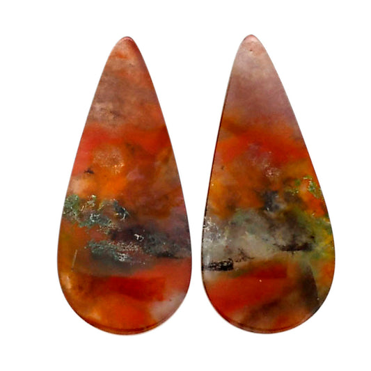 Texas Moss Agate Pair 11.5x25.7x4 mm Pear Shape Polished Gemstone LS31-04564