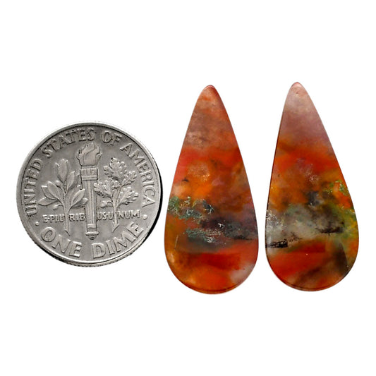 Texas Moss Agate Pair 11.5x25.7x4 mm Pear Shape Polished Gemstone LS31-04564