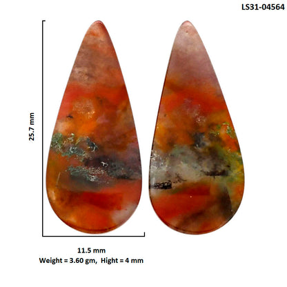 Texas Moss Agate Pair 11.5x25.7x4 mm Pear Shape Polished Gemstone LS31-04564