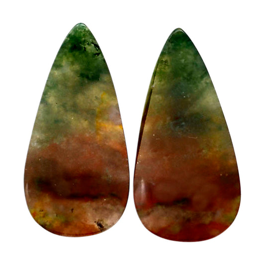Texas Moss Agate Pair 14x27.9x4.5 mm Pear Shape Polished Gemstone LS31-04565