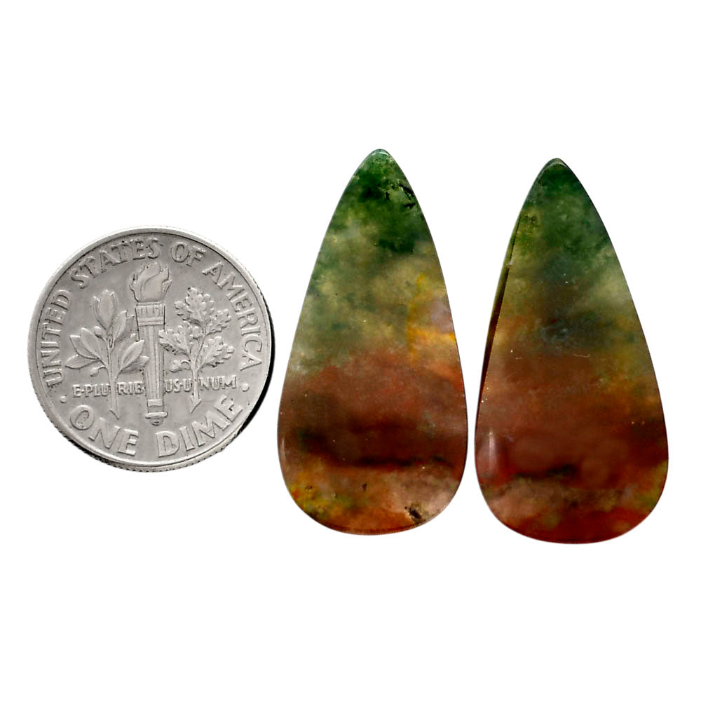 Texas Moss Agate Pair 14x27.9x4.5 mm Pear Shape Polished Gemstone LS31-04565