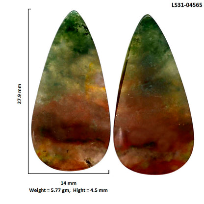 Texas Moss Agate Pair 14x27.9x4.5 mm Pear Shape Polished Gemstone LS31-04565