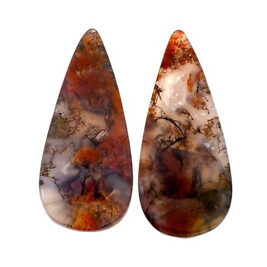 Texas Moss Agate Pair 11x24.3x4.5 mm Pear Shape Polished Gemstone LS31-04566
