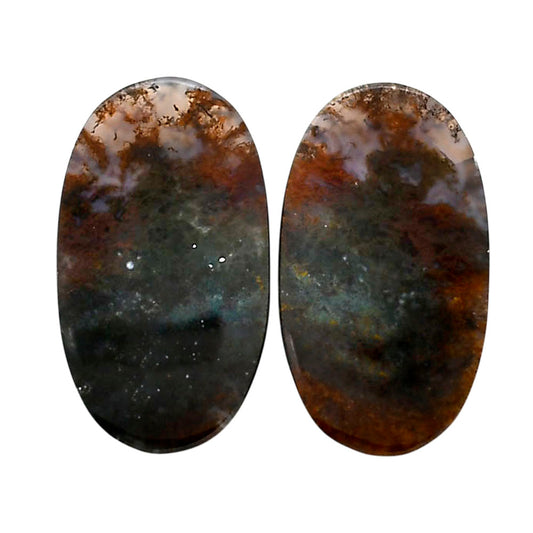 Texas Moss Agate Pair 14x24.9x4 mm Oval Shape Polished Gemstone LS31-04567