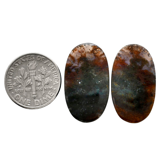 Texas Moss Agate Pair 14x24.9x4 mm Oval Shape Polished Gemstone LS31-04567