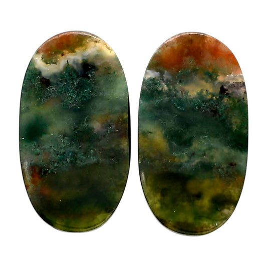 Texas Moss Agate Pair 15x27.2x4 mm Oval Shape Polished Gemstone LS31-04568