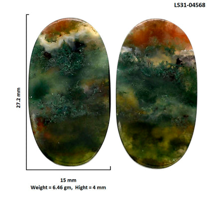 Texas Moss Agate Pair 15x27.2x4 mm Oval Shape Polished Gemstone LS31-04568