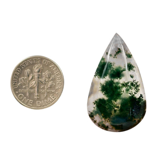 Green Moss Agate 20.6x34.6x6 mm Pear Shape Polished Gemstone LS31-05949