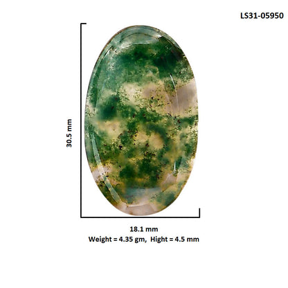 Green Moss Agate 18.1x30.5x4.5 mm Oval Shape Polished Gemstone LS31-05950