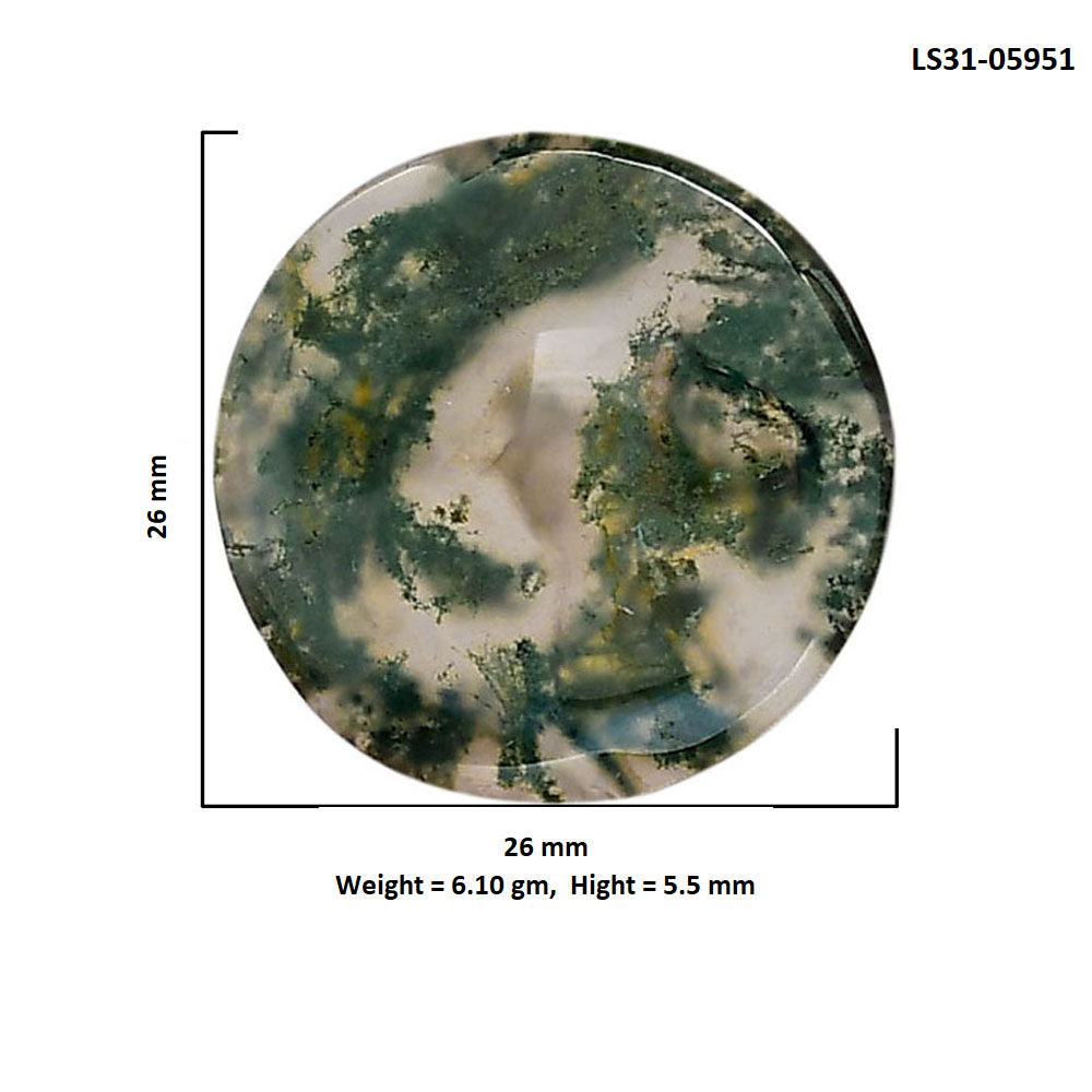 Green Moss Agate 26x26x5.5 mm Round Shape Polished Gemstone LS31-05951