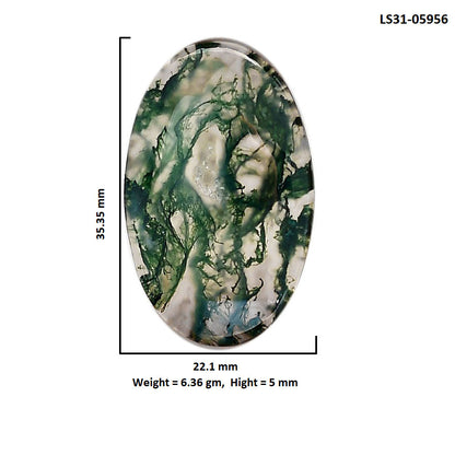 Green Moss Agate 22.1x35.35x5 mm Oval Shape Polished Gemstone LS31-05956
