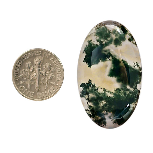 Green Moss Agate 21.2x35.6x5.3 mm Oval Shape Polished Gemstone LS31-05957