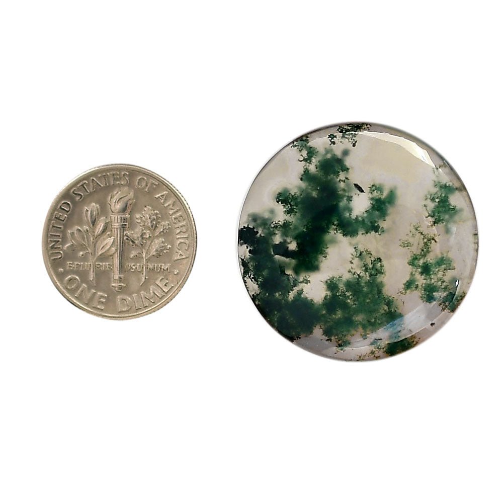 Green Moss Agate 27x27x5 mm Round Shape Polished Gemstone LS31-05959