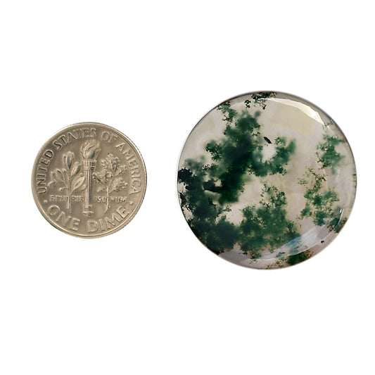 Green Moss Agate 27x27x5 mm Round Shape Polished Gemstone LS31-05959