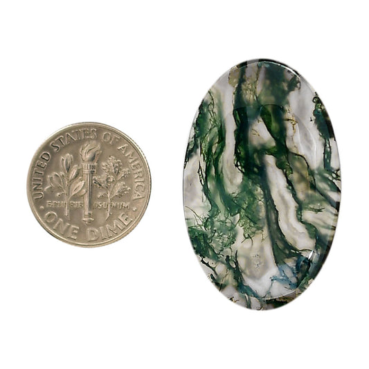 Green Moss Agate 21.7x35.15x5 mm Oval Shape Polished Gemstone LS31-05961