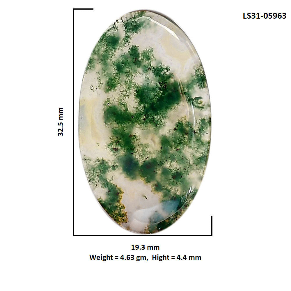 Green Moss Agate 19.3x32.5x4.4 mm Oval Shape Polished Gemstone LS31-05963