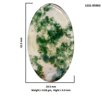 Green Moss Agate 19.3x32.5x4.4 mm Oval Shape Polished Gemstone LS31-05963