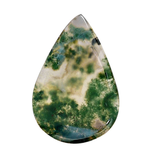 Green Moss Agate 23.5x34.7x4.4 mm Pear Shape Polished Gemstone LS31-05964