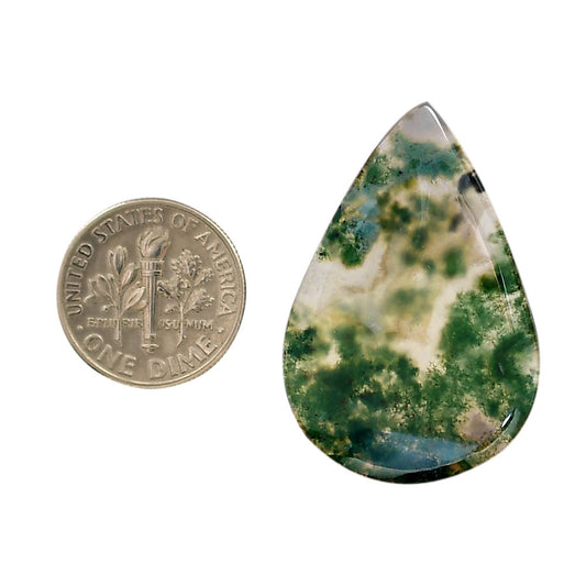 Green Moss Agate 23.5x34.7x4.4 mm Pear Shape Polished Gemstone LS31-05964