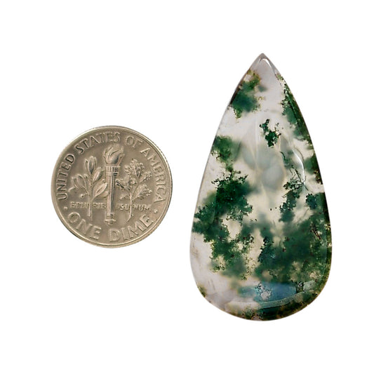 Green Moss Agate 20.2x37.55x5 mm Pear Shape Polished Gemstone LS31-05965