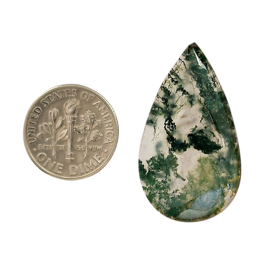 Green Moss Agate 19.3x33.55x5.3 mm Pear Shape Polished Gemstone LS31-05966