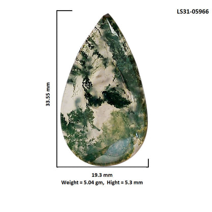 Green Moss Agate 19.3x33.55x5.3 mm Pear Shape Polished Gemstone LS31-05966