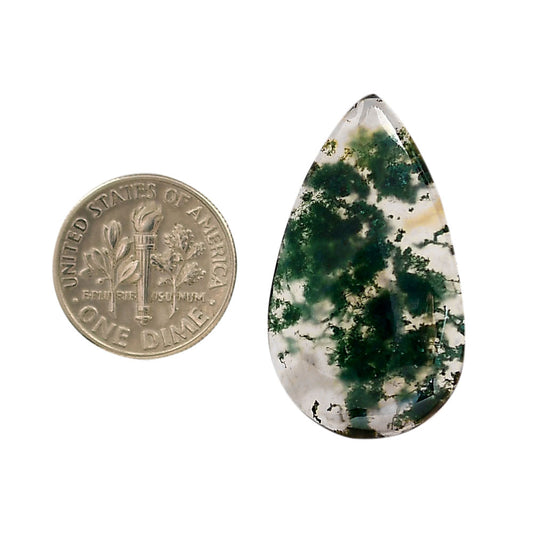 Green Moss Agate 19x32.2x4.5 mm Pear Shape Polished Gemstone LS31-05967