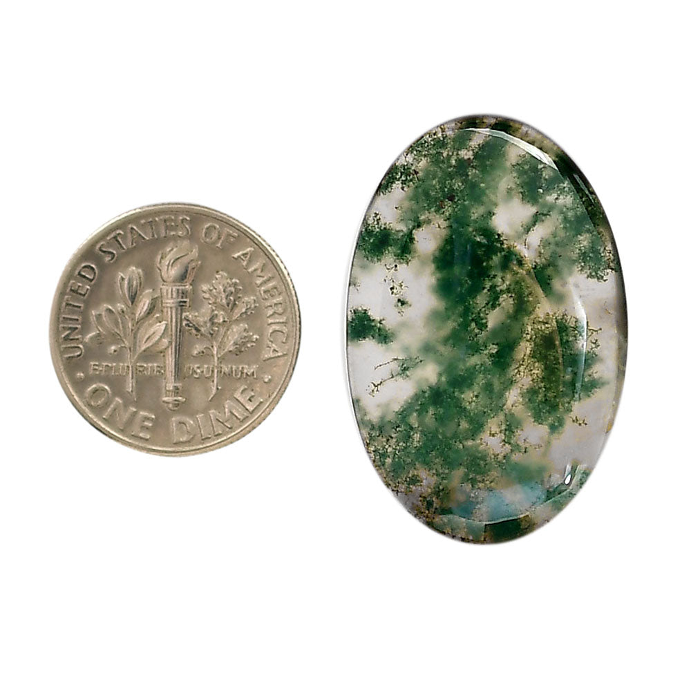 Green Moss Agate 19.3x29.75x5 mm Oval Shape Polished Gemstone LS31-05968