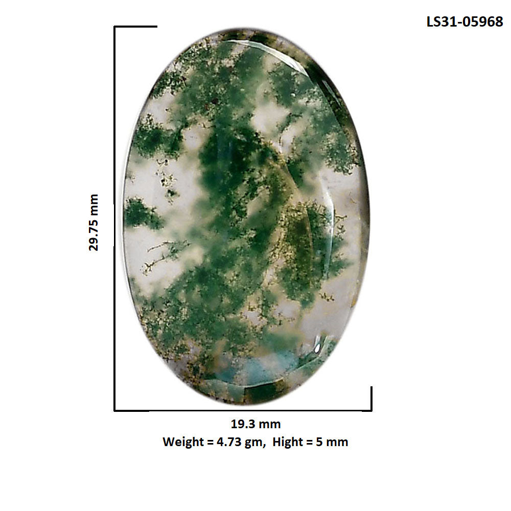 Green Moss Agate 19.3x29.75x5 mm Oval Shape Polished Gemstone LS31-05968
