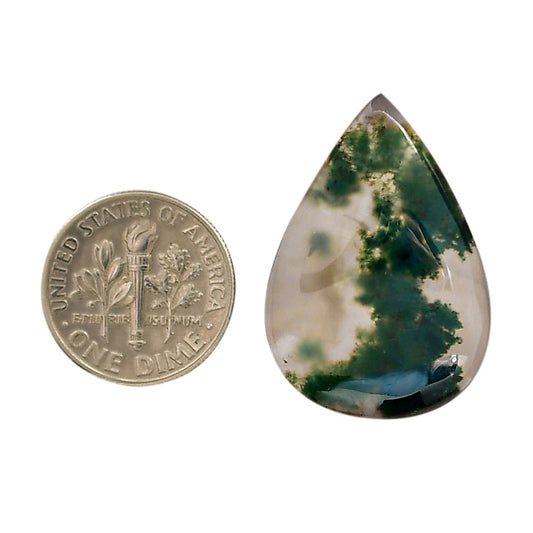 Green Moss Agate 20.1x28.85x5.5 mm Pear Shape Polished Gemstone LS31-05969