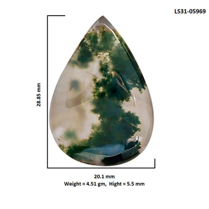 Green Moss Agate 20.1x28.85x5.5 mm Pear Shape Polished Gemstone LS31-05969