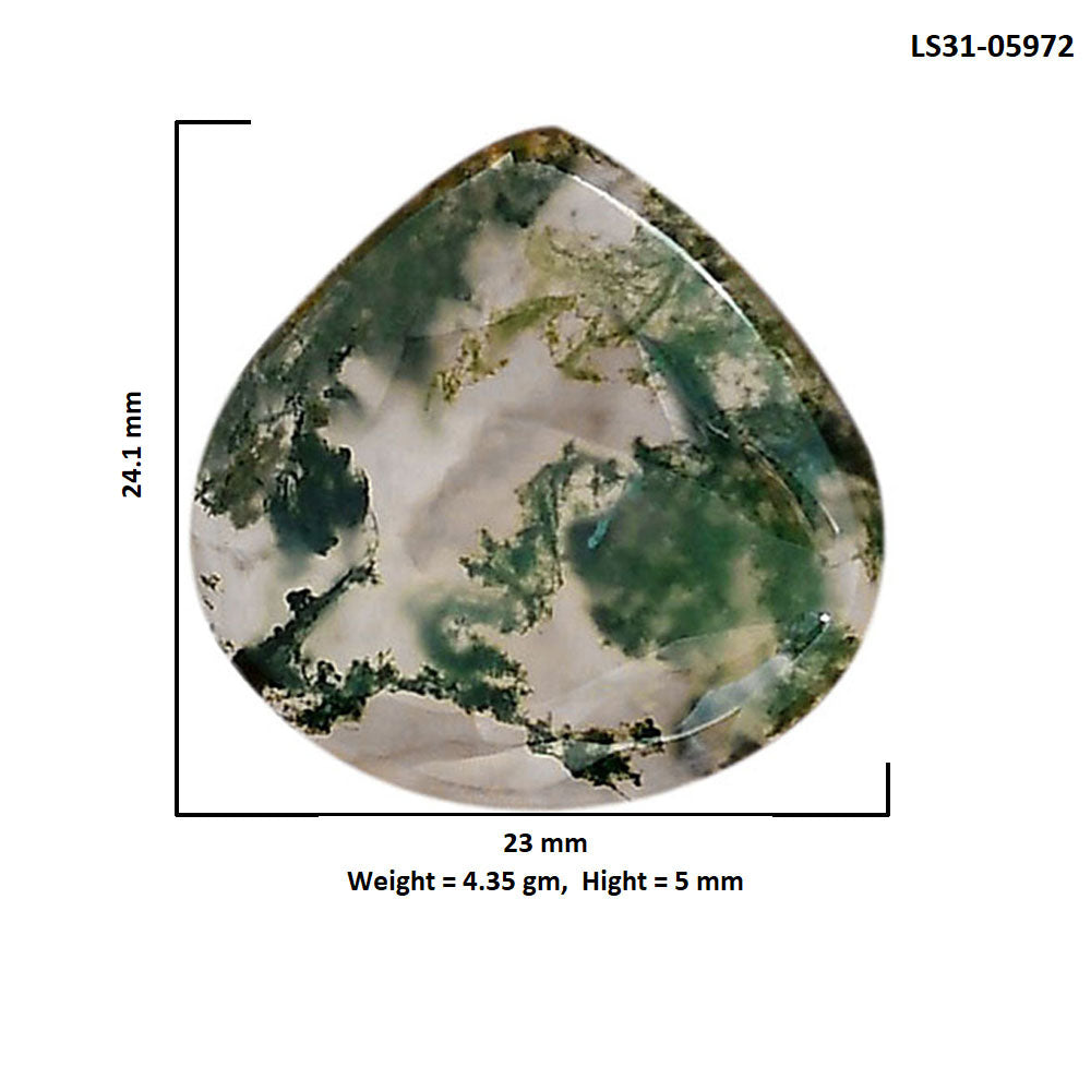Green Moss Agate 23x24.1x5 mm Heart Shape Polished Gemstone LS31-05972