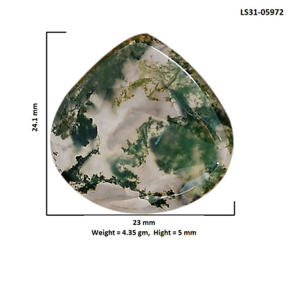 Green Moss Agate 23x24.1x5 mm Heart Shape Polished Gemstone LS31-05972
