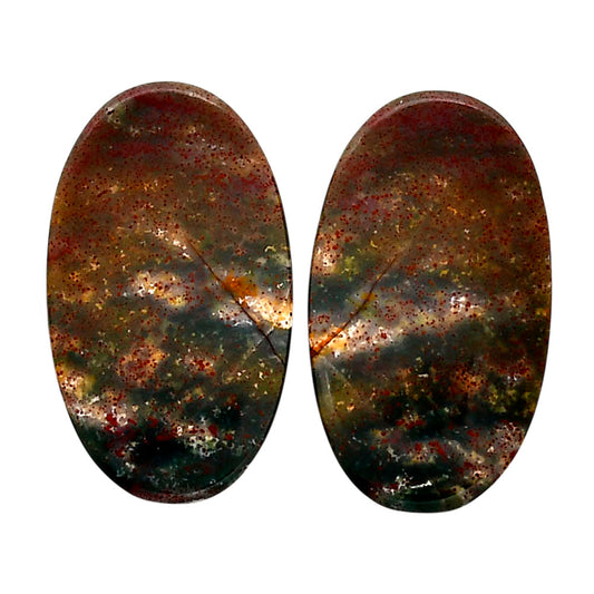 Blood Stone Pair 15.5x27x4 mm Oval Shape Polished Gemstone LS32-04533