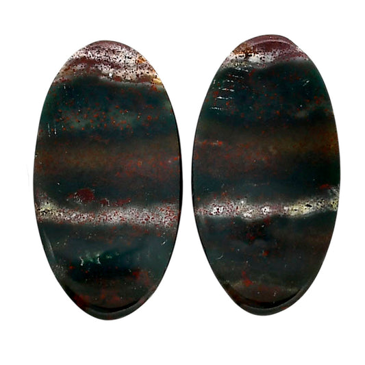 Blood Stone Pair 13.5x25.3x4 mm Oval Shape Polished Gemstone LS32-04535