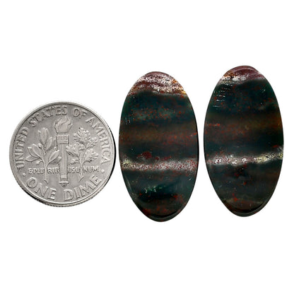 Blood Stone Pair 13.5x25.3x4 mm Oval Shape Polished Gemstone LS32-04535