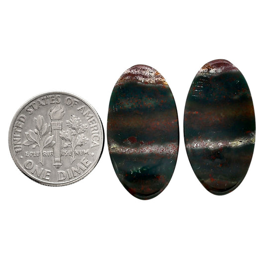 Blood Stone Pair 13.5x25.3x4 mm Oval Shape Polished Gemstone LS32-04535