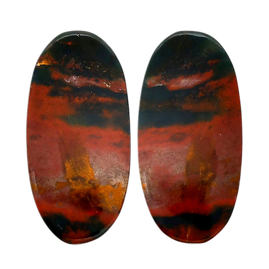 Blood Stone Pair 12.2x25x4.5 mm Oval Shape Polished Gemstone LS32-04536