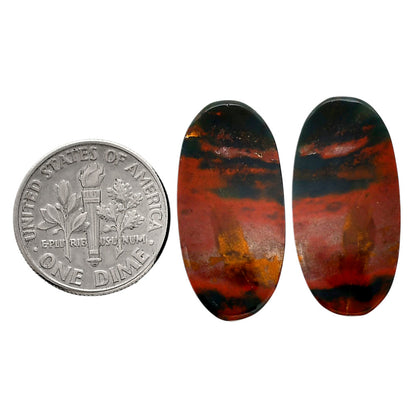 Blood Stone Pair 12.2x25x4.5 mm Oval Shape Polished Gemstone LS32-04536