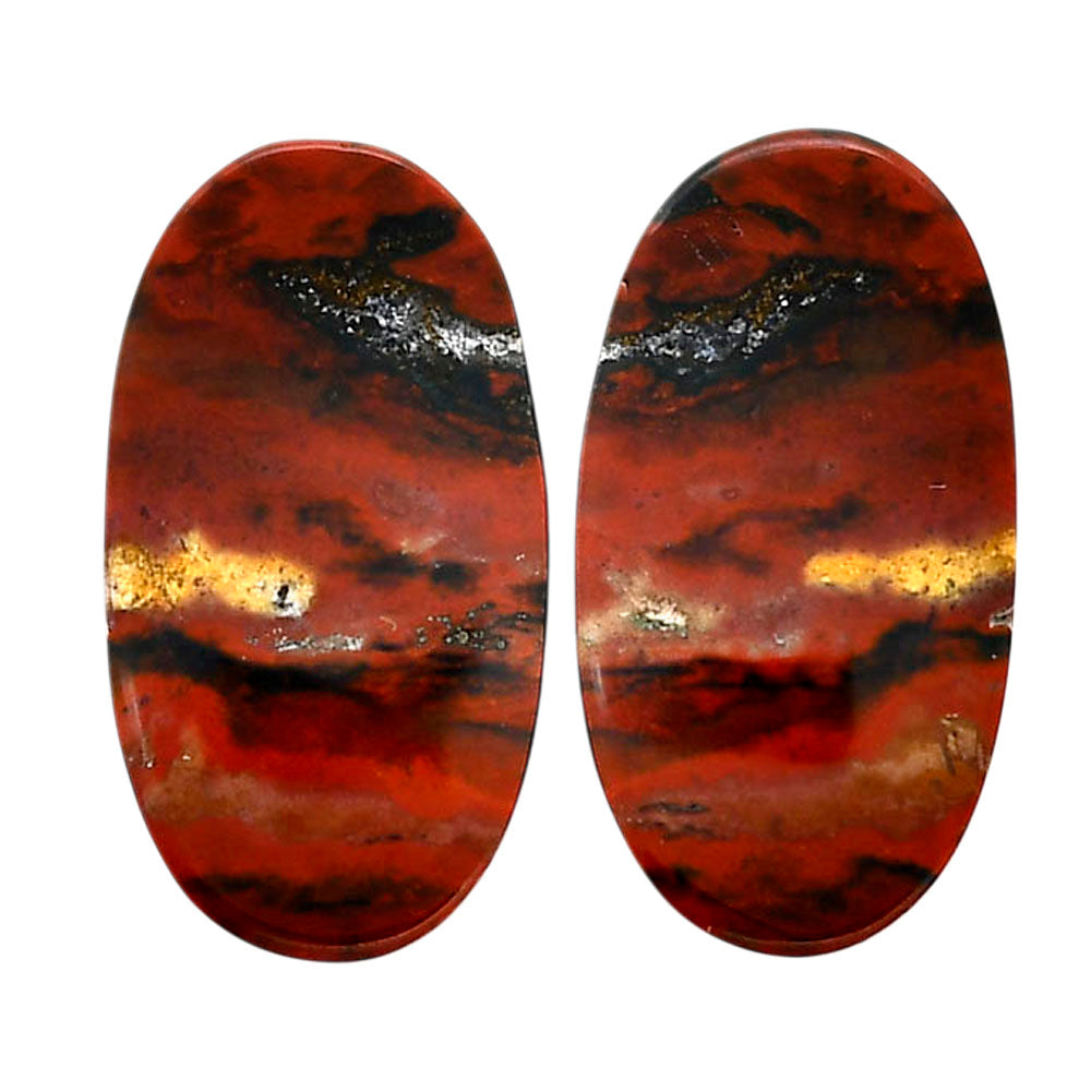 Blood Stone Pair 14x26x5 mm Oval Shape Polished Gemstone LS32-04537