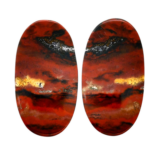 Blood Stone Pair 14x26x5 mm Oval Shape Polished Gemstone LS32-04537