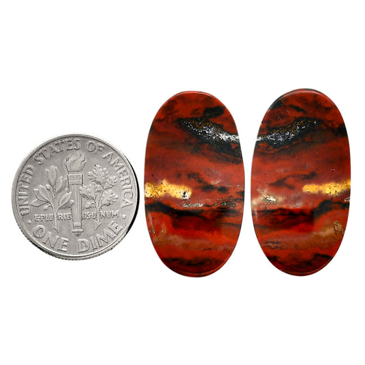 Blood Stone Pair 14x26x5 mm Oval Shape Polished Gemstone LS32-04537