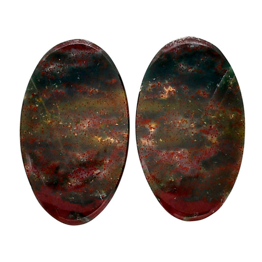 Blood Stone Pair 14x23.8x4 mm Oval Shape Polished Gemstone LS32-04538