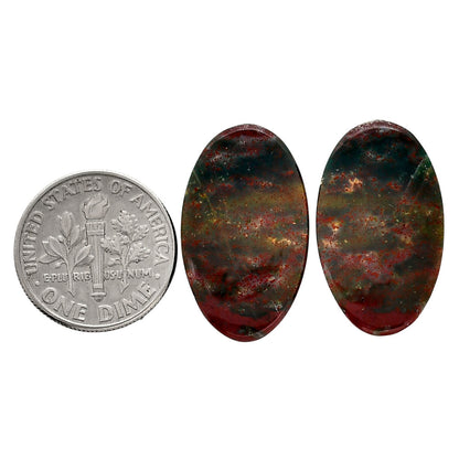Blood Stone Pair 14x23.8x4 mm Oval Shape Polished Gemstone LS32-04538