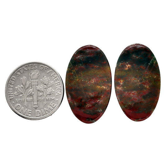 Blood Stone Pair 14x23.8x4 mm Oval Shape Polished Gemstone LS32-04538